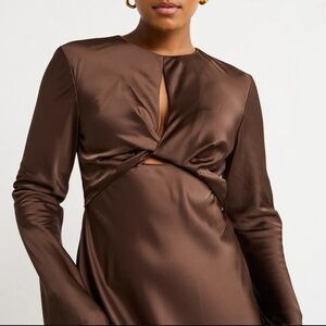 Reformation Brown Long Sleeve Mini Dress
